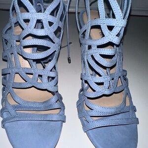 Gianni Bini Sandals Periwinkle Round Cutout Ankle Tie Heels Size 8.5M NWOT